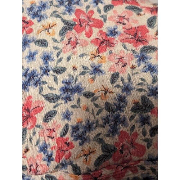 Altar'd State Pink Size Medium Floral Cropped Blouse With Puff Sleeve Tie Around - Picture 9 of 10